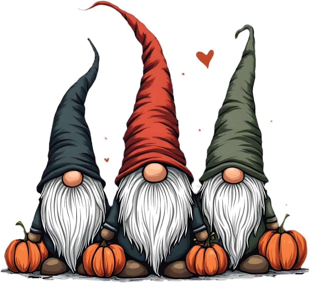 Gnomes Glass Cutting Board with Fall Gnomes Design, 11 x 7.87 inches, 4mm Thick Tempered Glass