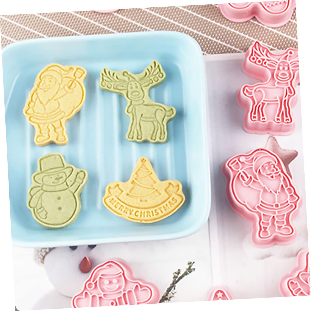 IMIKEYA 5 Sätze Keksform Kleine Keksausstecher Gummiartig Fallen Ausstechformen Dinosaurier-ausstechformen Urlaub Weihnachten Schneeflockenplätzchen Lebkuchen Bausatz Pp Rosa 8 Stück * 5