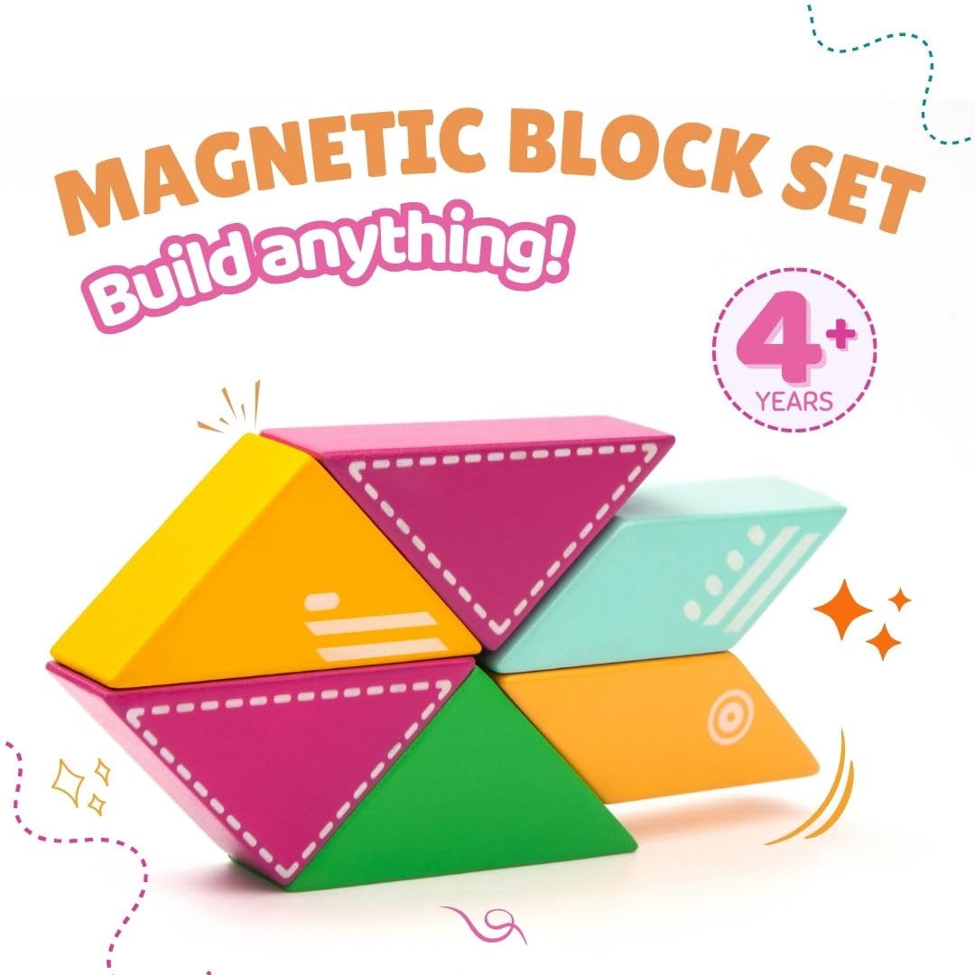 Cots and Cuddles 6pc Plane Design Magnetic Wooden Blocks Toy Set for Kids | 20 Designs with 20 Pattern Cards | Creative & STEM Learning Play Toy (Plane) (B0DGXYGDJM) Amazon Price History, Amazon Price Tracker