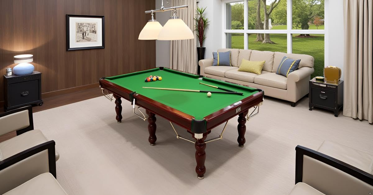 Royal Model with Designing Legs Pool Table 8x4 FT, Top 30 mm with Cover, Ball, Cue Sticks with Cue Stand, Triangle & Chalk-image-9