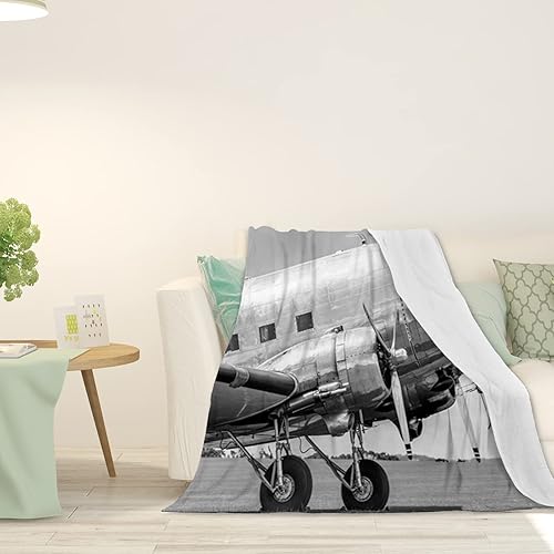 Gyapuk Avión manta pesada gruesa para adultos avión viejo manta de cama de franela acogedora de felpa manta mullida de tamaño matrimonial manta