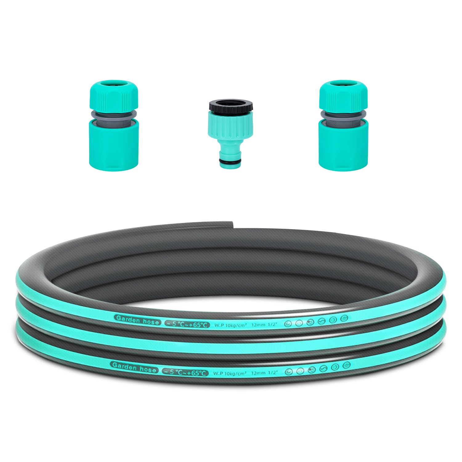 Garden Hose Pipe Parts Connectors Set, Heavy Duty Hose Pipe, Reinforced Frosted Kink Resistant Outdoor Hose for Connect Reel Cart and Garden Hose Pipe Spray Gun Garden Irrigation (Lake Blue 2m)