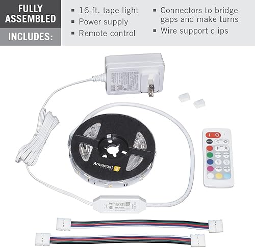 Miniatura 2 de Armacost Lighting 423500 RibbonFlex Home - Kit de cinta LED inteligente RGB+W, de 16 pies, multicolor y blanco