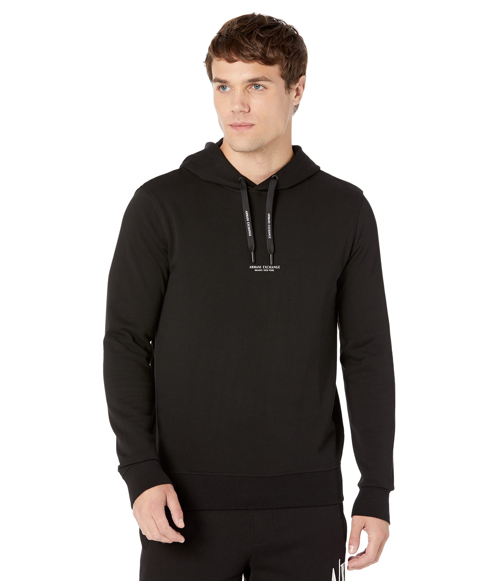 Armani Exchange Men' Black Printed Logo Hoodie in Size S, Sports Direct