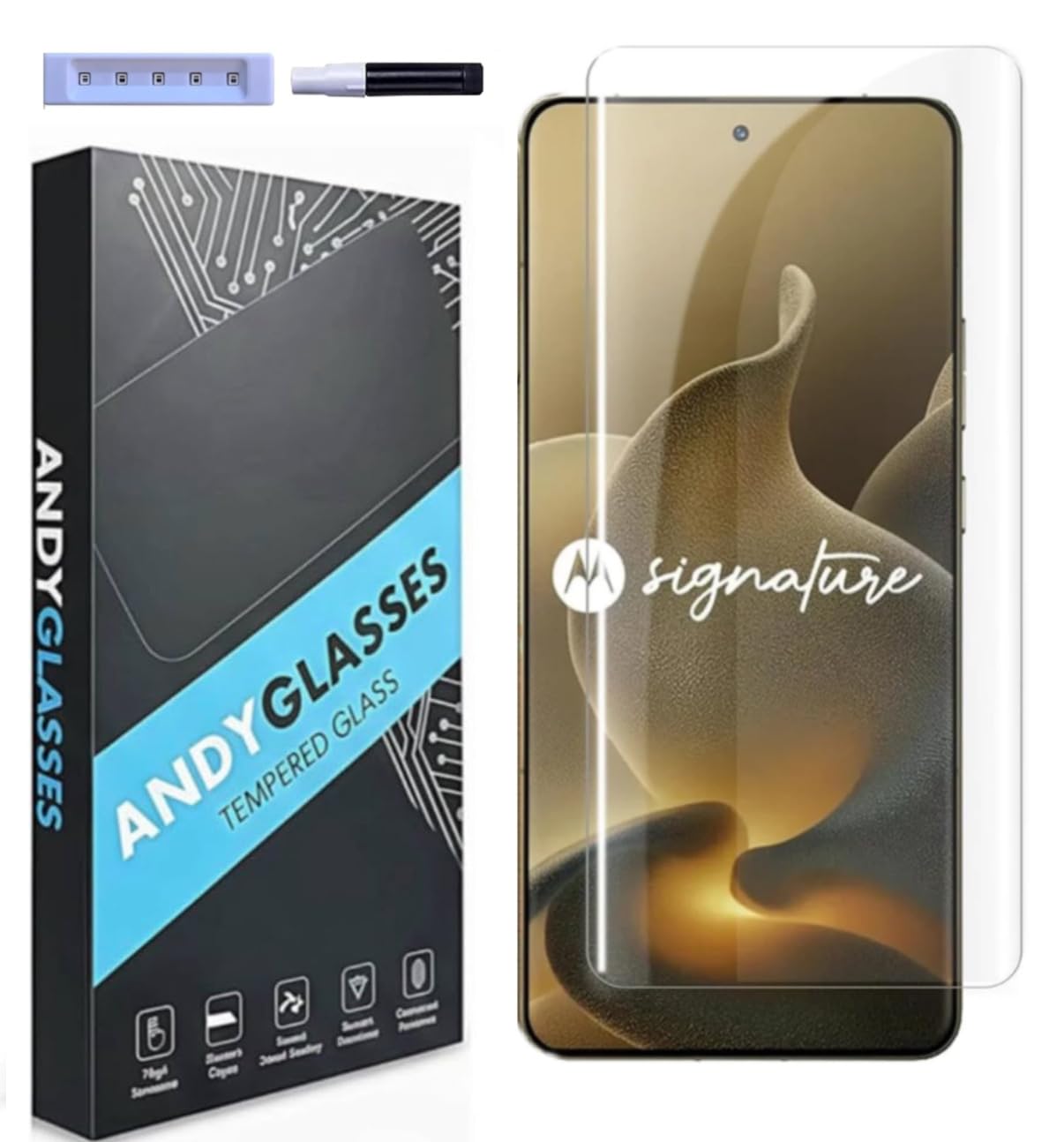 Tempered Glass Screen Protector Compatible for Motorola Signature 5G (Transparent) Edge To Edge Full Screen Coverage UV With Easy Installation Kit, Pack of 1-image-17