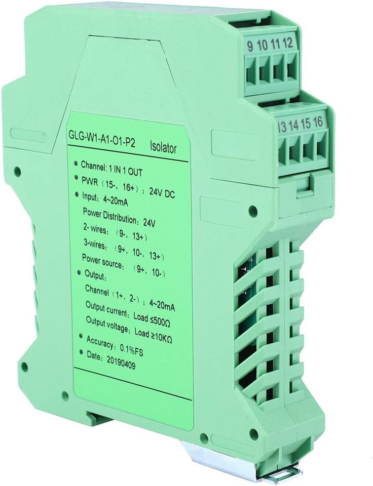 DC 24V Current Isolator Transmitter 4-20mA 1 in and 1 Out 1 in 2 Out Low Power Consumption for (One Input and one Output 4-20mA to 4-20mA)