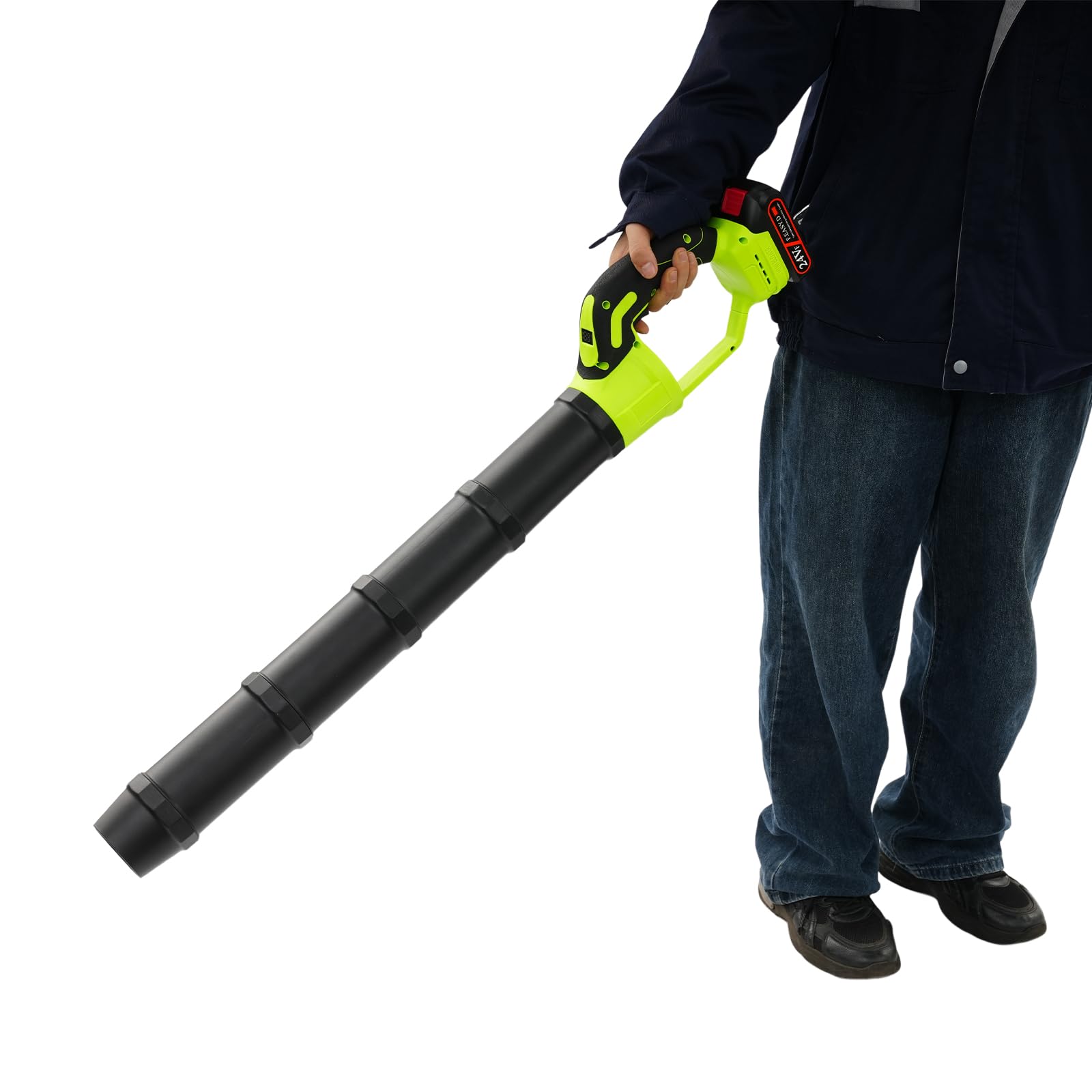 Soffiatore per foglie a batteria, 500 W, soffiatore elettrico a mano, può essere utilizzato per la pulizia di garage, terrazze, marciapiedi, verande (verde, nero)