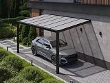 Durchdacht Carport aus Aluminium Anthrazit 300x250 Polycarbonat mit Regenrinne, Schwarz