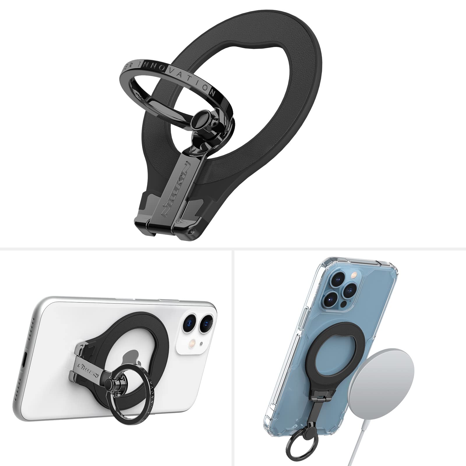 Supporto Magnetico Anello Per MagSafe – Impugnatura E Supporto Con Rotazione 180°, Compatibile Con IPhone E Android, Blu