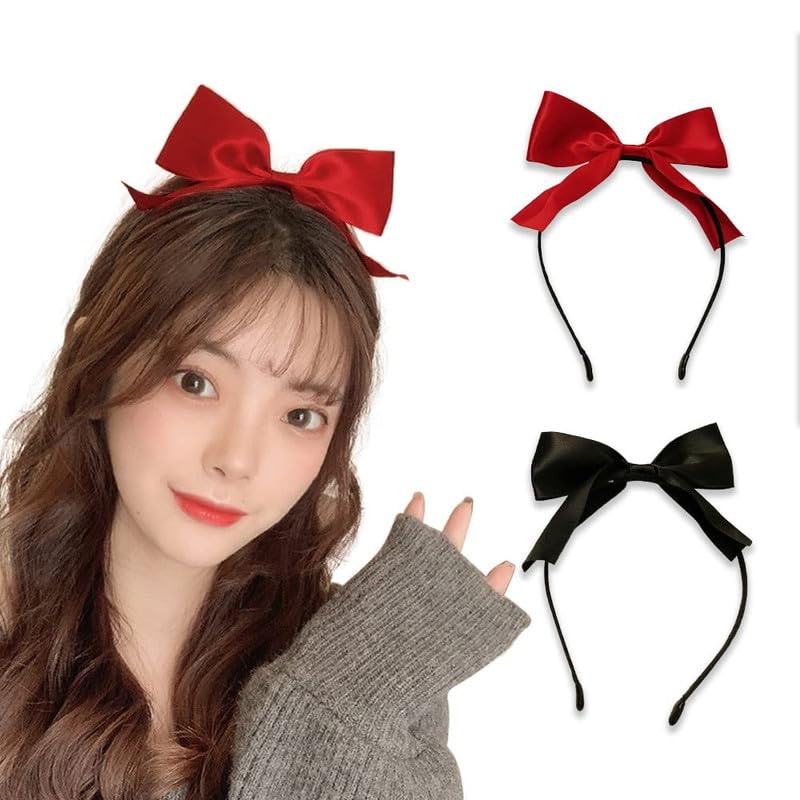 FAMEZA 2 PCS Bow Headband Red Bowknot Headbands for Women Girls|Black Bows Hair Hoop for Women Bowknots Hair Bands Handmade Bows Head Band|SAME COLOR AS SHOWN (B0CTQV11VD) Amazon Price History, Amazon Price Tracker