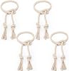 4 Pcs Hand Woven Curtain Tiebacks No Drilling - Boho Drape Holdbacks Rope for Black Blue Light Color Curtains, Decorative Ties for Outdoor Yard Garden Farmhouse Drapery, Beige