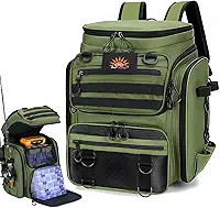 Mochila 50 Litros de Pesca que Funciona Como Suporte para Vara, Bolsa Peitoral, Organizador de Equipamentos e Iscas Artificiais, Mochila de Grande Capacidade para Camping e Trilha ao Ar Livre