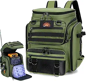 Mochila 50 Litros de Pesca que Funciona Como Suporte para Vara, Bolsa Peitoral, Organizador de Equipamentos e Iscas Artificiais, Mochila de Grande Capacidade para Camping e Trilha ao Ar Livre
