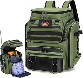 Mochila 50 Litros de Pesca que Funciona Como Suporte para Vara, Bolsa Peitoral, Organizador de Equipamentos e Iscas Artificiais, Mochila de Grande Capacidade para Camping e Trilha ao Ar Livre