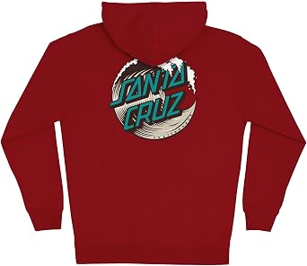 SANTA CRUZ Men's Zip Up Hooded Sweatshirt Wave Dot Skate Sweatshirt