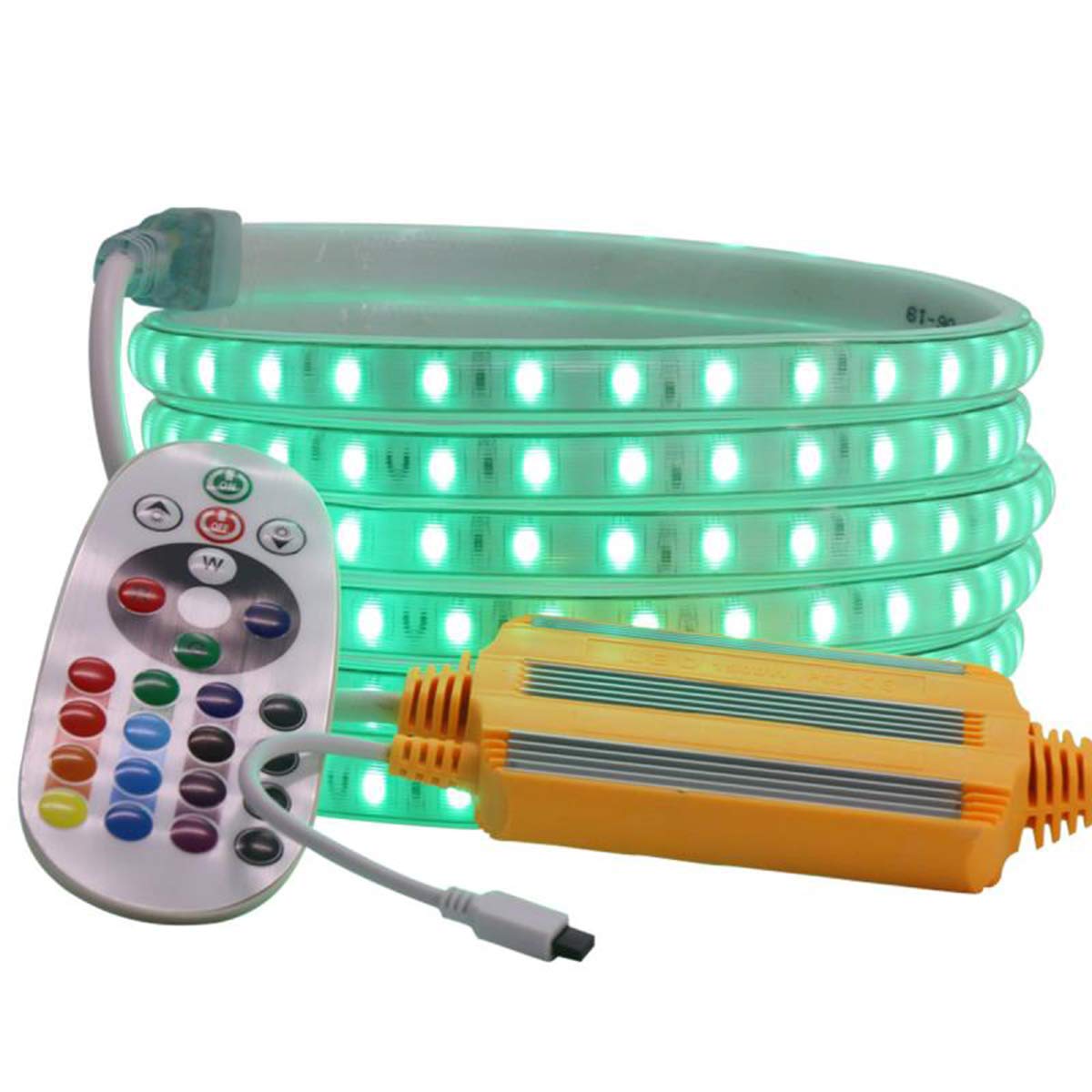 Wielokolorowa taśma LED RGB, elastyczna taśma, 220 V AC 60leds IP65, wodoodporna, taśma LED z 24 przyciskami zmiany koloru (30 m)