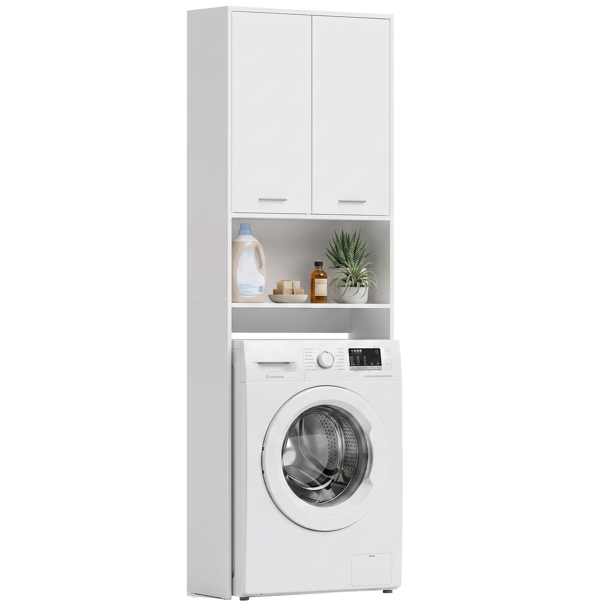 HOMCOM Waschmaschinenschrank Hochschrank Toilette 66 x 24 x 191 cm Weiß