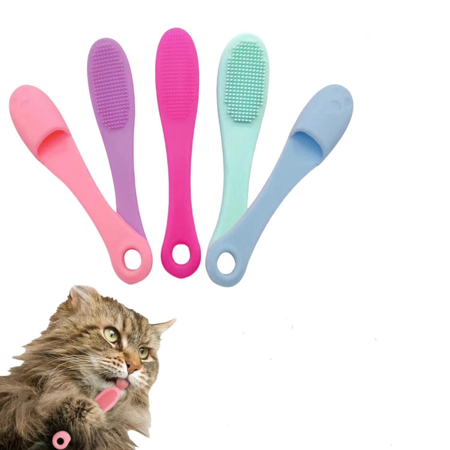 Cat Chin Brush,Cat Chin Cleaner Brush, Finger Brush Silicone Pet Toothbrush, Cat Finger Toothbrush for Pet Dental Care, Soft Finger Brushes Suitable For Pets