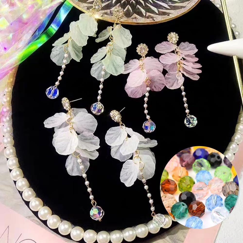 Crystal Glass Beads 50 Pieces 10mm Round Faceted Glass Spacer Beads for Jewelry Making Bracelet Earring Necklace DIY Craft Supplies(Light Blue) - Image 6