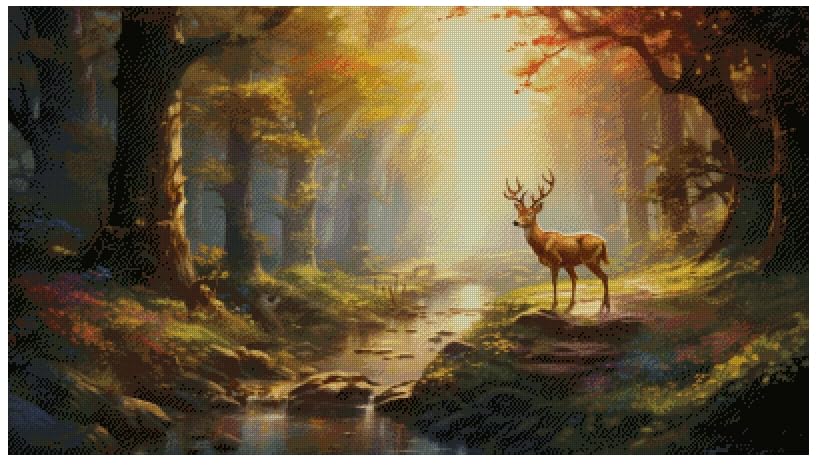 Kreuzstich-Set 'Hirsch Am Bach' – 400x220 Stiche, 72x40 Cm, 14 Karat Auf Baumwolle | Vollständiges Set