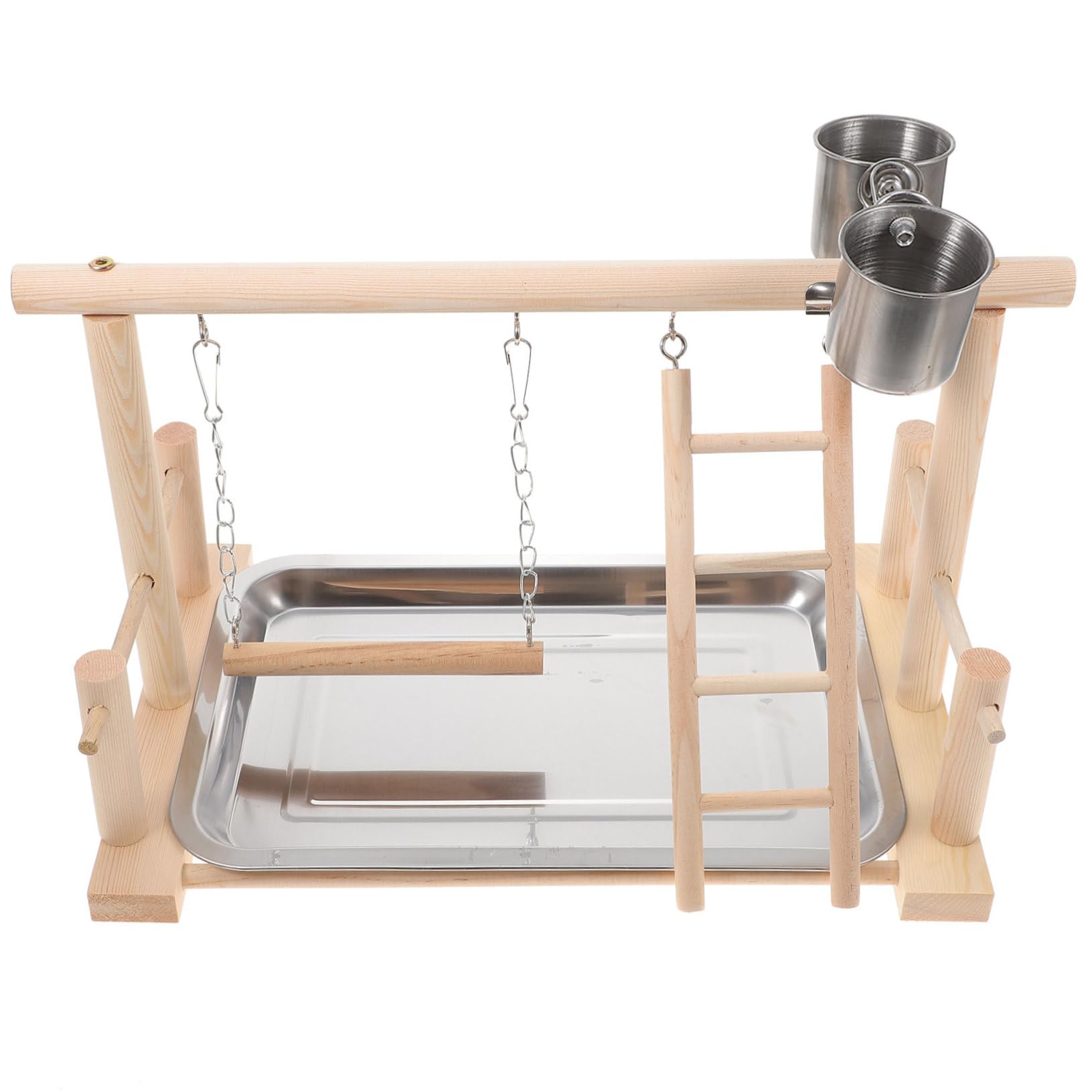 TOYANDONA Supporto Gioco per Pappagalli in Legno, Addestramento | Beige, per Uccelli Domestici, da Tavolo, Sicuro da Mordere, Struttura Singola
