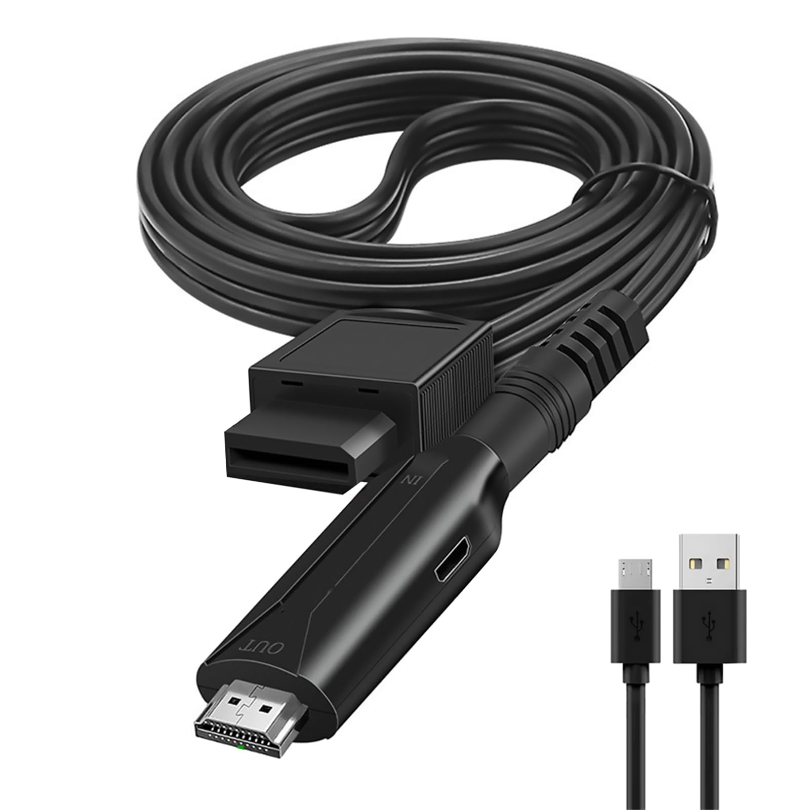 Portable WII to HDMI Converter, Plug and Play, Male to Male HDMI Adapter with USB Cable