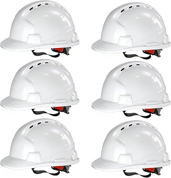 4 Pt. Suspension Hard Hat Bulk Safety Helmets Adjustable Ratchet Hard Hats, Vents & Sweat Cotton Brow Pad - ABS Construction Safety Helmets for Work Sites & Outdoor Labor