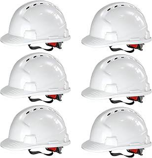 4 Pt. Suspension Hard Hat Bulk Safety Helmets Adjustable Ratchet Hard Hats, Vents & Sweat Cotton Brow Pad - ABS Construction Safety Helmets for Work Sites & Outdoor Labor