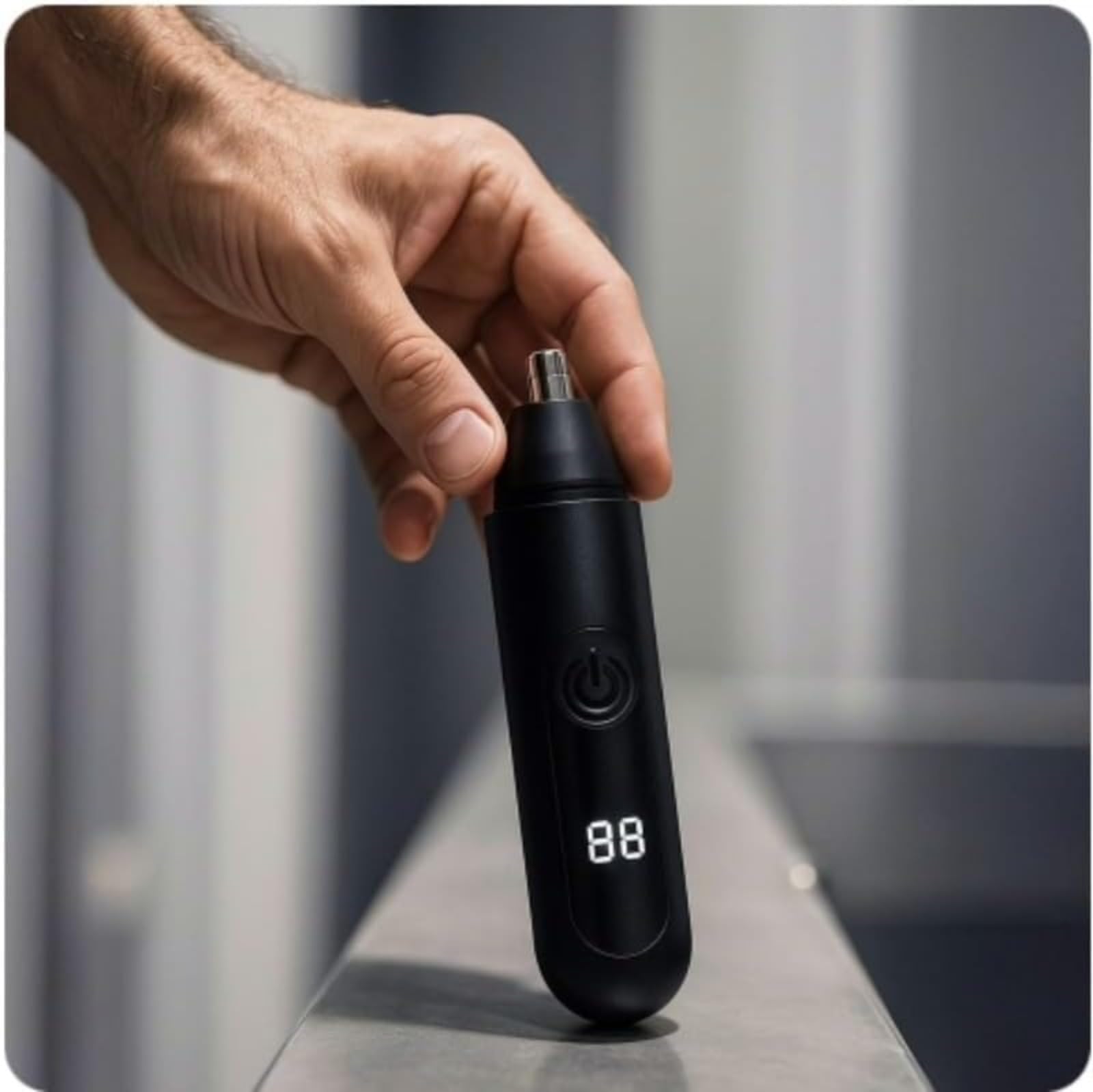 Rasoio per peli del naso, strumento di taglio ultra silenzioso, taglio di precisione a 360°, ricaricabile, ricarica USB, display a LED, per uomini e donne