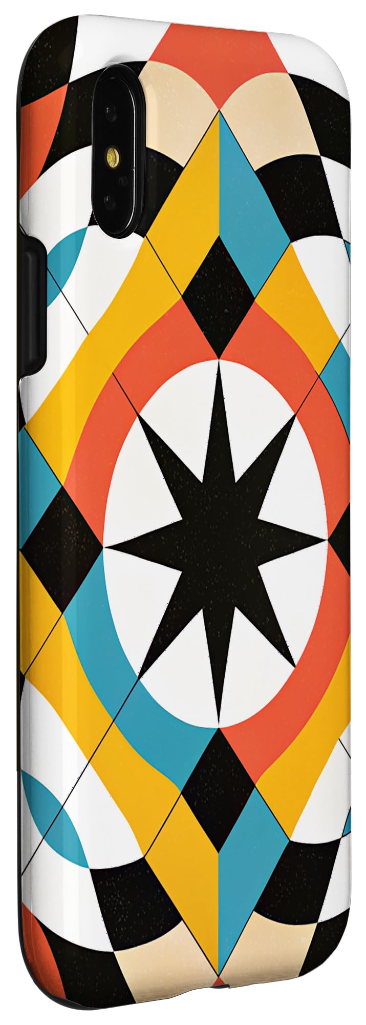 iPhone X/XS MULTICOLOR OPTICAL ILLUSION PATTERN CIRCULAR SHAPE WITH STAR Case - Image 3