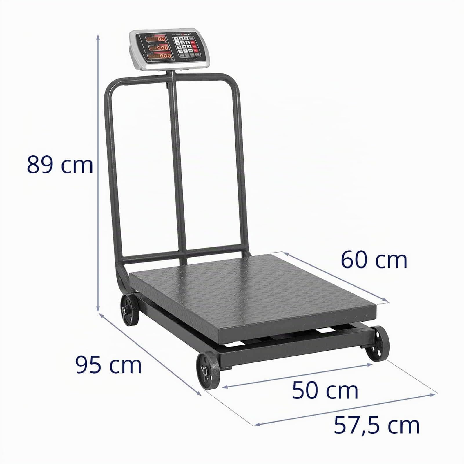 Steinberg Systems Balance Plateforme À Plate-forme Plate Forme Mobile Industrielle Sur Roues SBS-PF-600/100W (Capacité 600 kg, ± 100 g, Afficheur LED, Batterie intégrée)