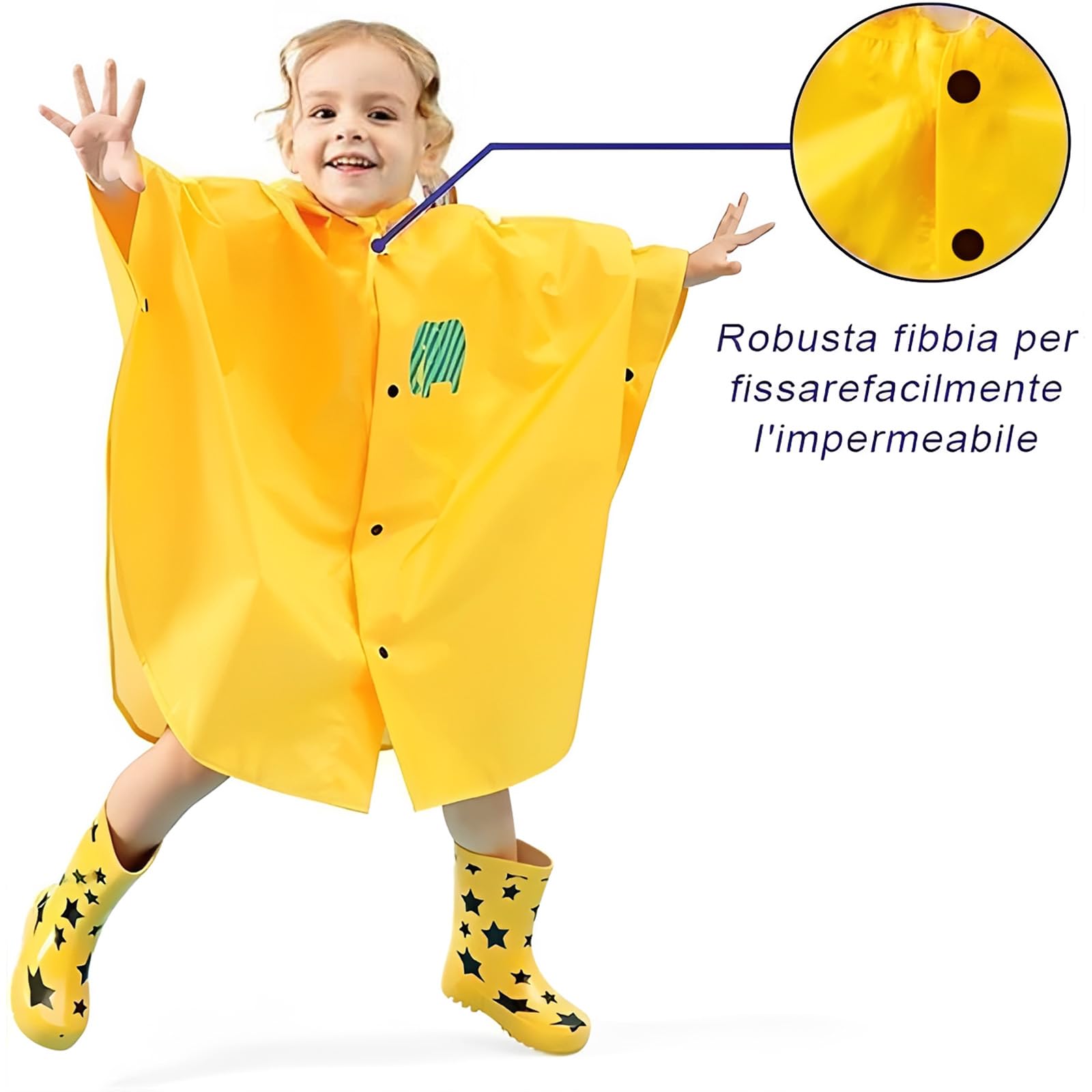 LATRAT Płaszcz przeciwdeszczowy dla dzieci, unisex dla dzieci, wodoodporny płaszcz przeciwdeszczowy z kapturem w 100% nieprzemakalny i oddychający