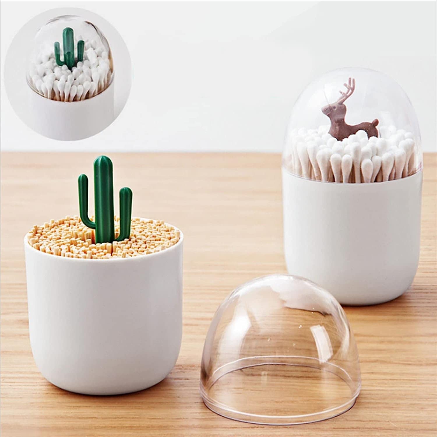 Soporte para Palillos de Dientes, Soporte para Palillos de Dientes de Dibujos Animados, decoración de Mesa, Caja de hisopos de algodón, Caja para Palillos de Dientes, dispensador de Palillos(Bianco)