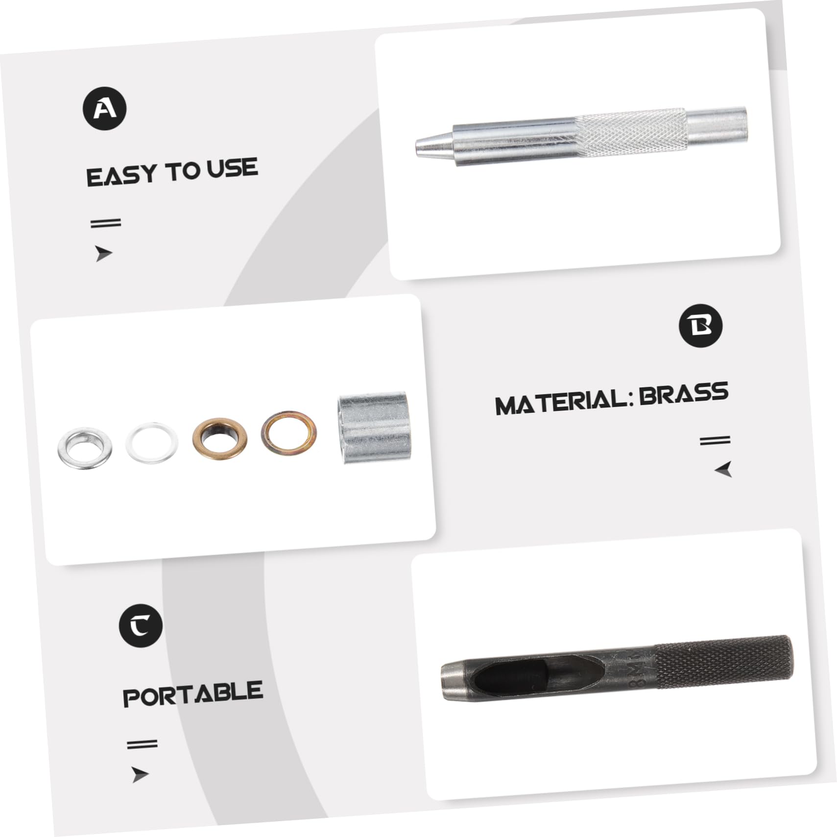NUOBESTY 200pezzi Kit Di Occhielli Metallo Strumenti Per Abbigliamento Scarpe e Fai Te Occhielli e ø Inclusi Utensili Per Facile Applicazione e Riparazione