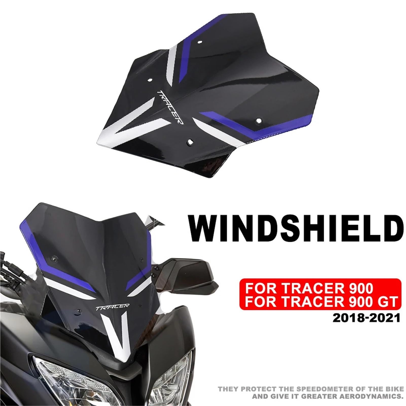 Fit For Yamaha Tracer 900 GT 2018 - 2021 - Shatterproof Windshield Aerodynamic Wind Deflector