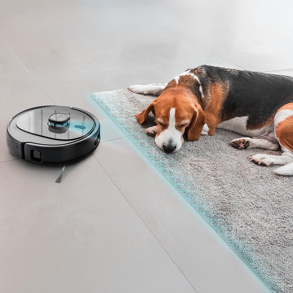 Cecotec Robot Aspirador y Friegasuelos con Base Autovaciado Conga 9590 Spin Revolution Ultra Power Home Essential. Navegación Láser, 10000Pa, App, Autonomía 240min, Cepillo Mascotas, Mopas Gitarorias