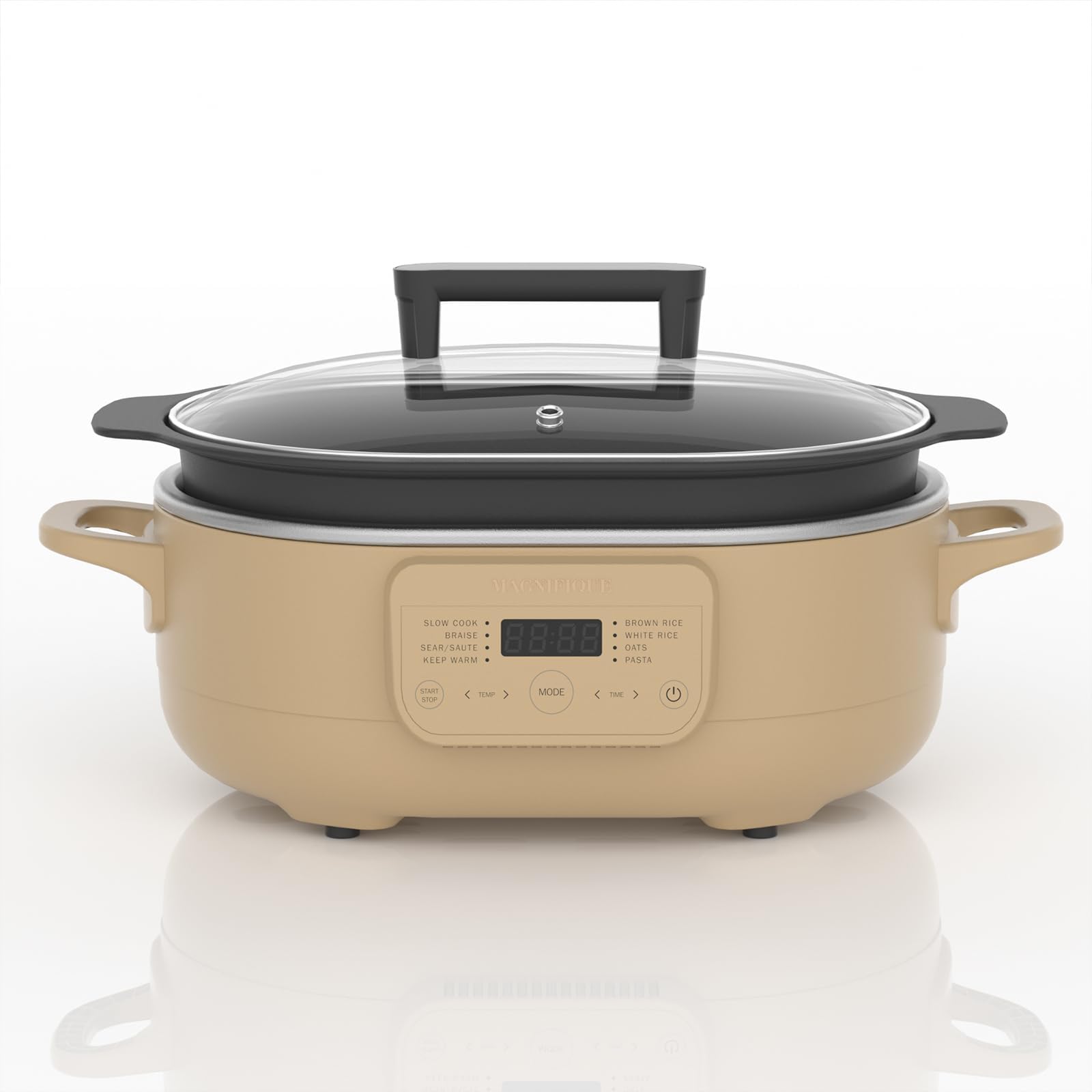 6 Quart Multi-Cooker, with 8-in-1 Casserole Programmable Slow Cooker, Dutch Oven, Pasta, Nonstick, Oven Safe Pot to 500°F Brown Sugar