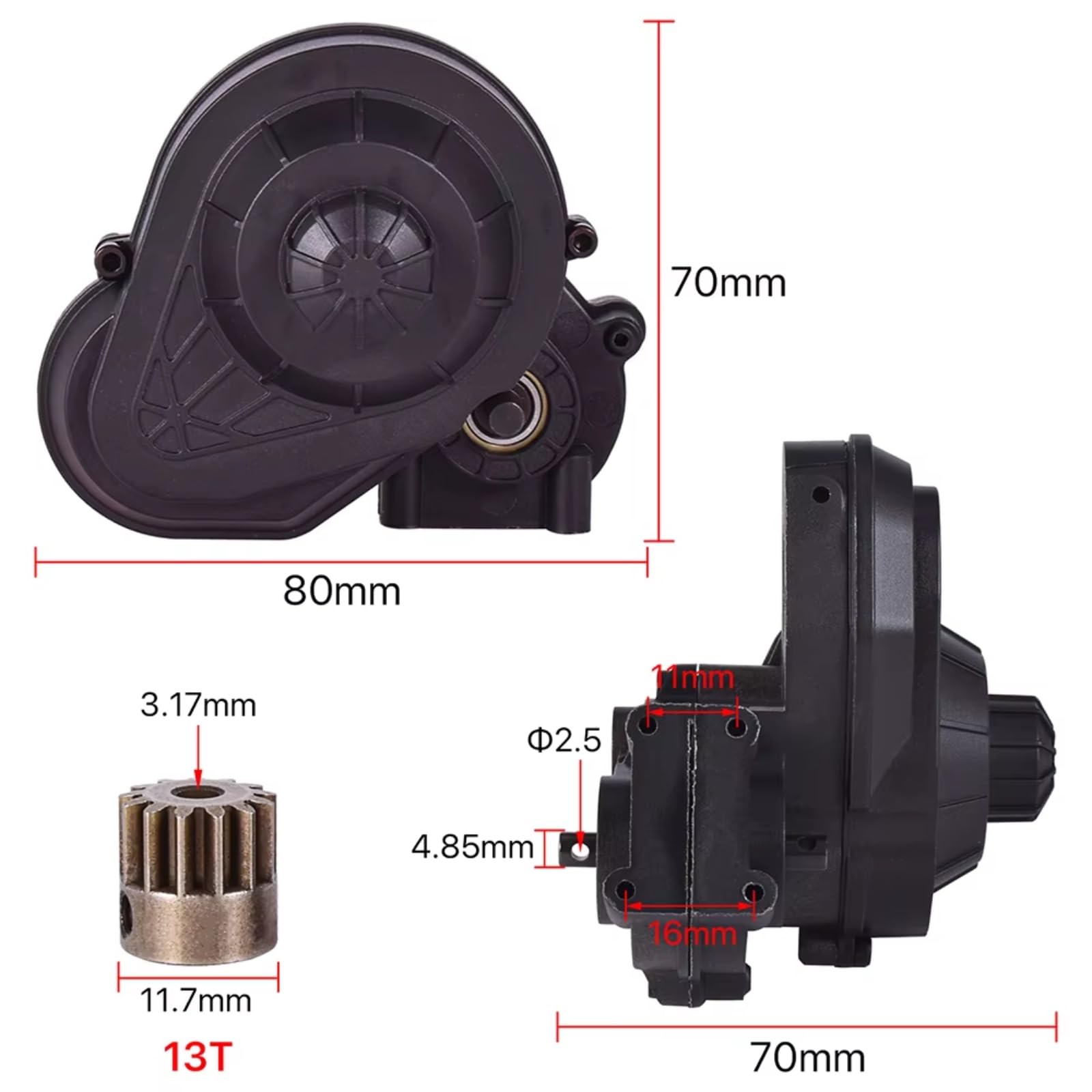 Caja Cambio Corre 132mm para Axial para SCX10 II 90046 1/10 Pieza