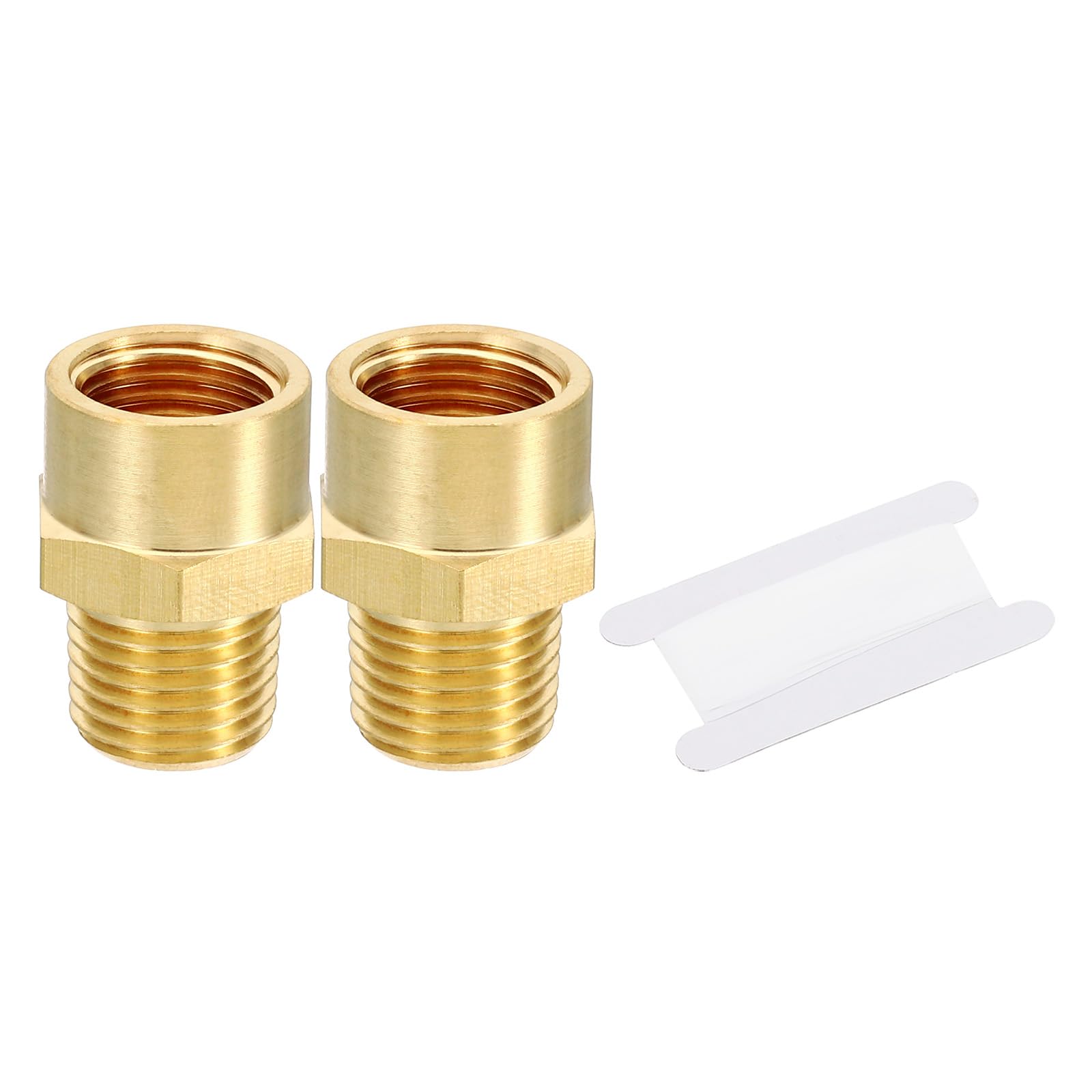 PATIKIL Brass Pipe Fitting Adapter Set, 2Pcs 1/4" NPT Male Thread x 1/4" G Female Thread Brass Reducer Hex Tubing Hose Connector Adaptor with Tape for