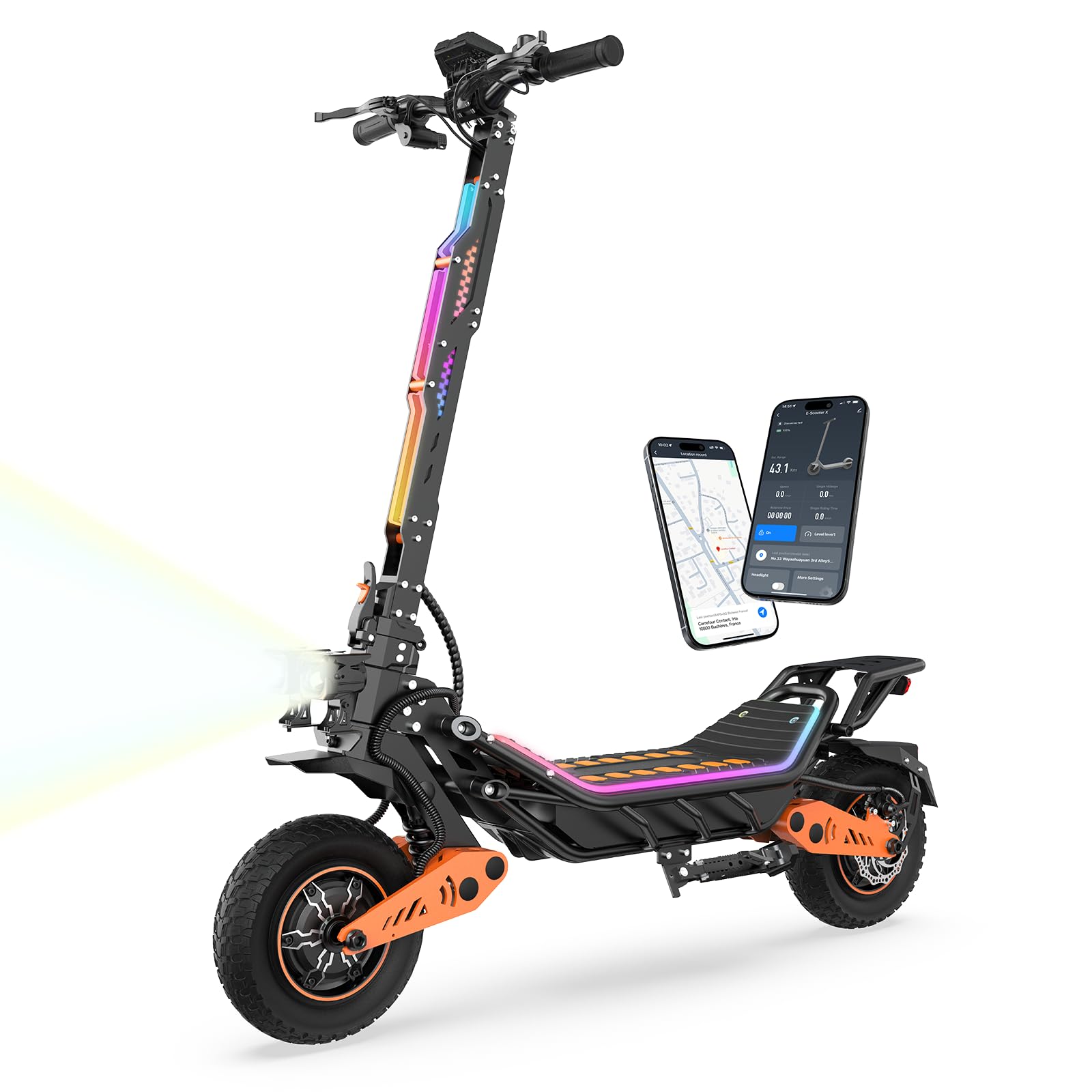VELOFLOW Patinete eléctrico para Adultos, batería 23,4 Ah (autonomía 85 km), amortiguadores hidráulicos de Brazo (Delantero/Trasero), propulsión Doble + 2 Motores, Neumáticos 12", inclinación 35° — view 7