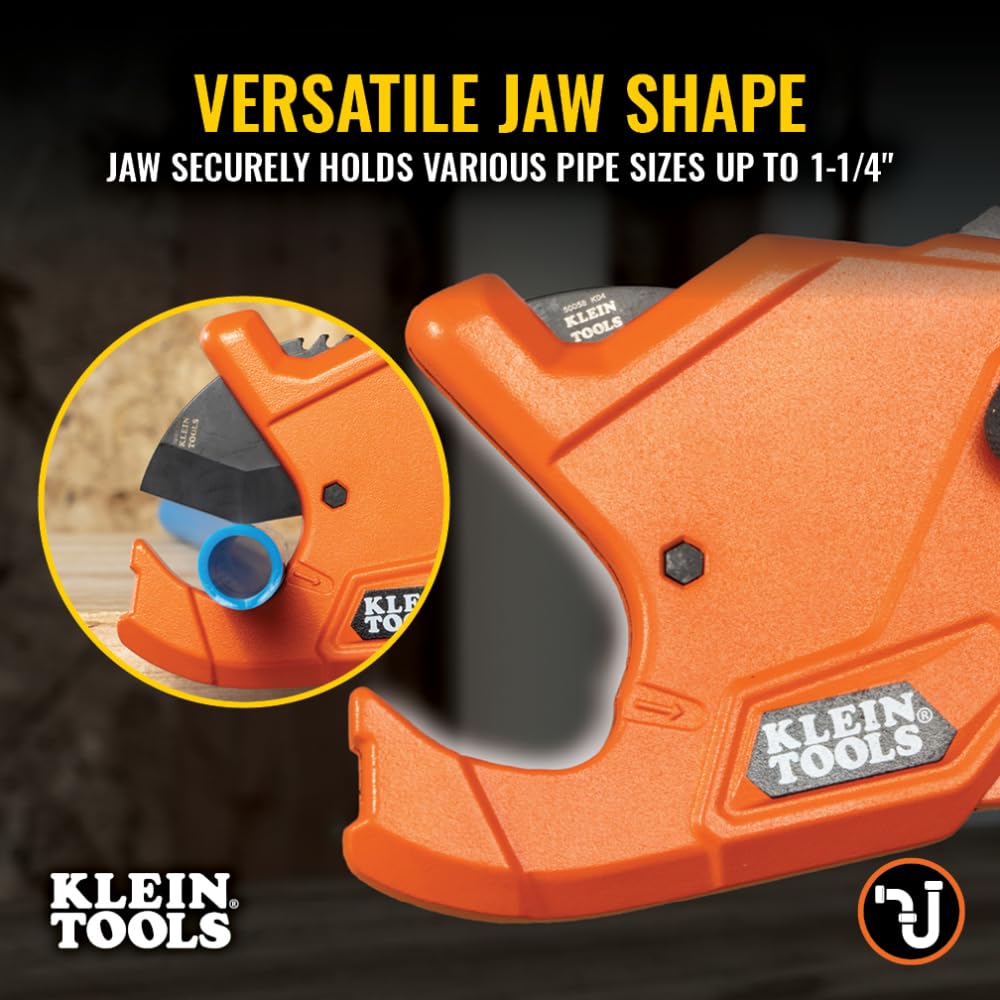 Klein Tools Ratcheting PVC Pipe Cutter - 1-1/4 Inch -5 Klein Tools Ratcheting PVC Pipe Cutter - 1-1/4 Inch -5