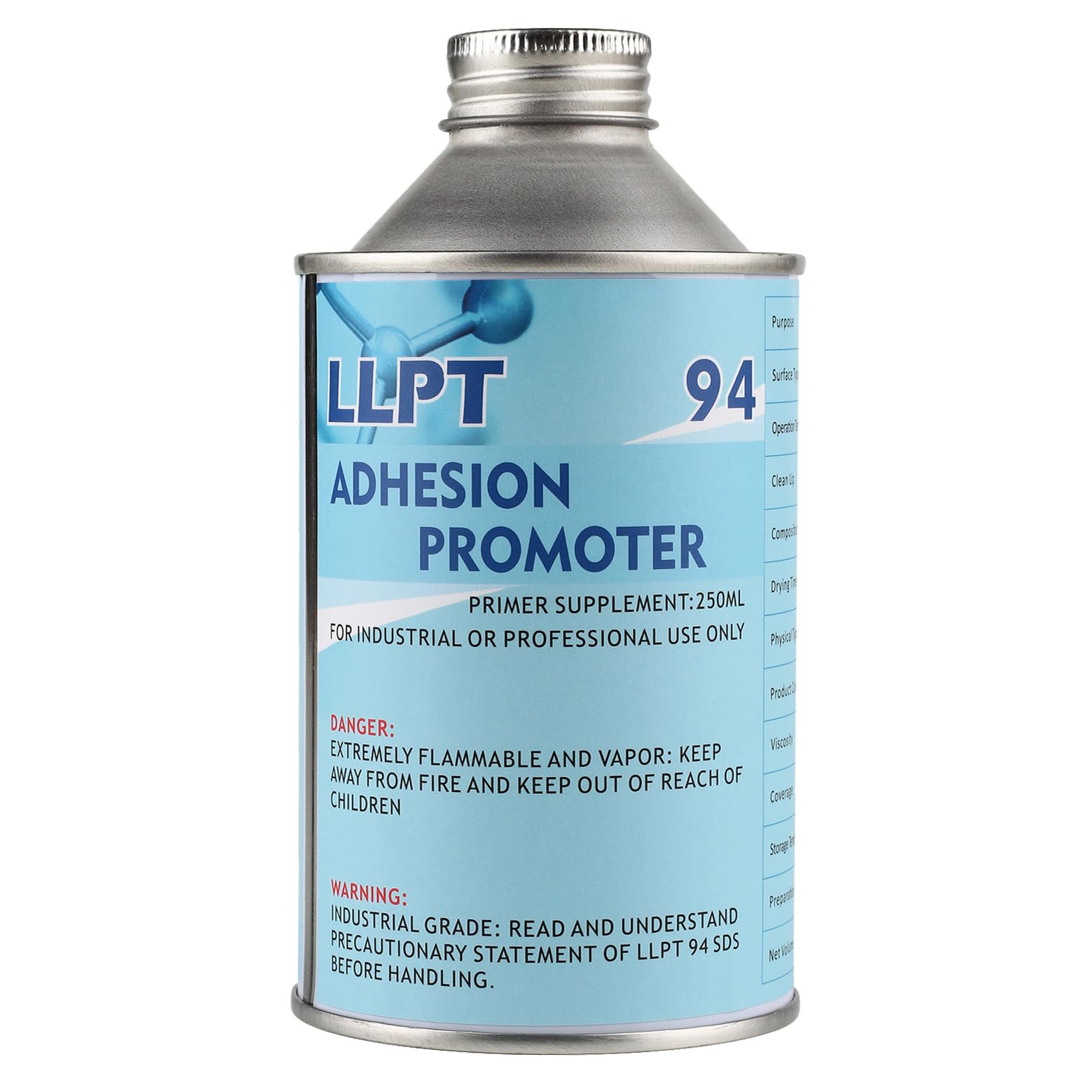 LLPT94 Adhesion Promoter 250ml Bottle Adhesive Primer for Acrylic Double Sided Mounting Molding and Foam Tape