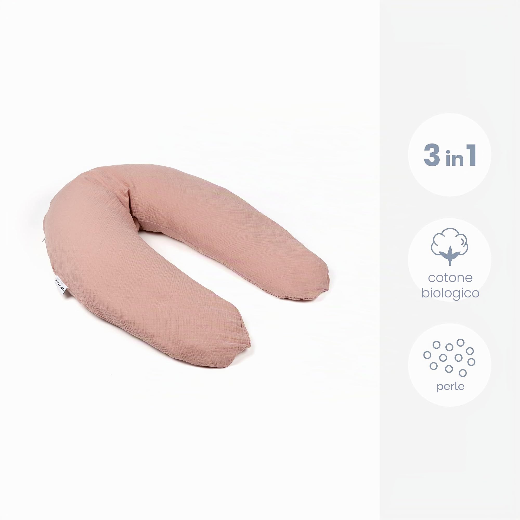 doomoo Comfy Big Tetra Pink - Cuscino per gravidanza e allattamento, ultra comfort per dormire durante la gravidanza, allevia la schiena, le gambe e la pancia, fodera 100% biologica e certificata