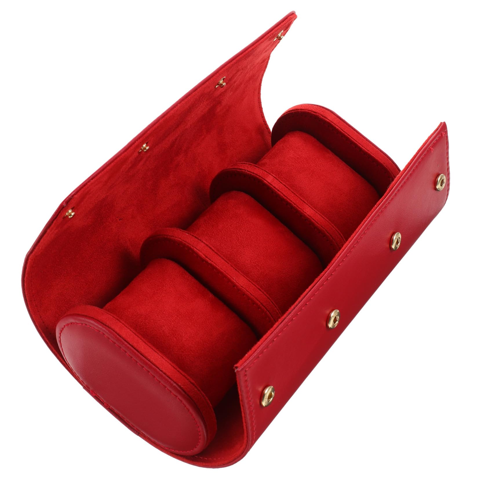 COLLBATH Estuche de Cuero Rojo Elegante y Fácil de Transportar para Reloj 3 Compartimentos Adecuado para Viajeros y Entusiastas de Relojes