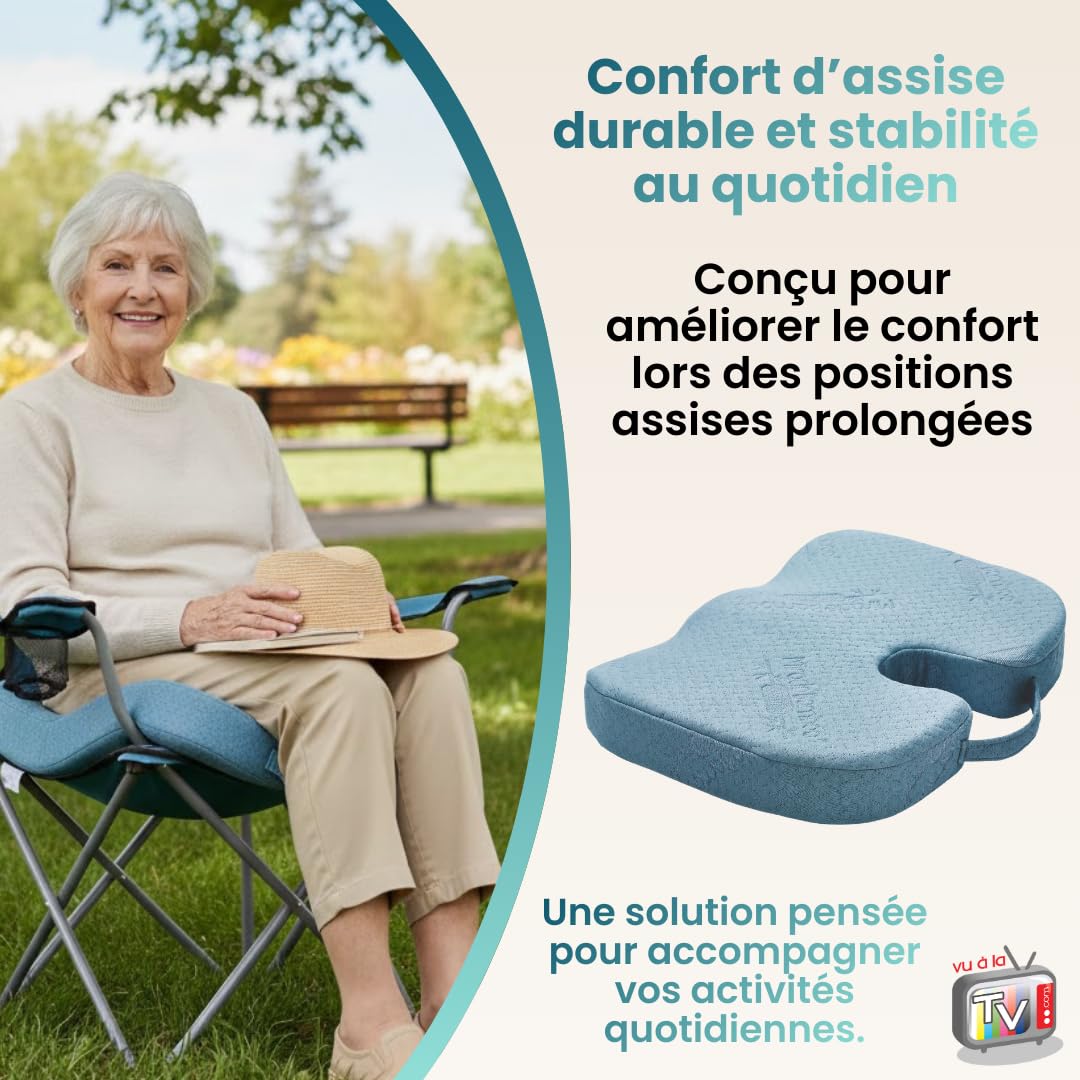 Coussin Ergonomique 45x36 cm avec Découpe Ingénieuse, Mousse Haute Densité, Housse en Viscose de Bambou très Doux au Toucher avec Picots antidérapants et poignée intégrée