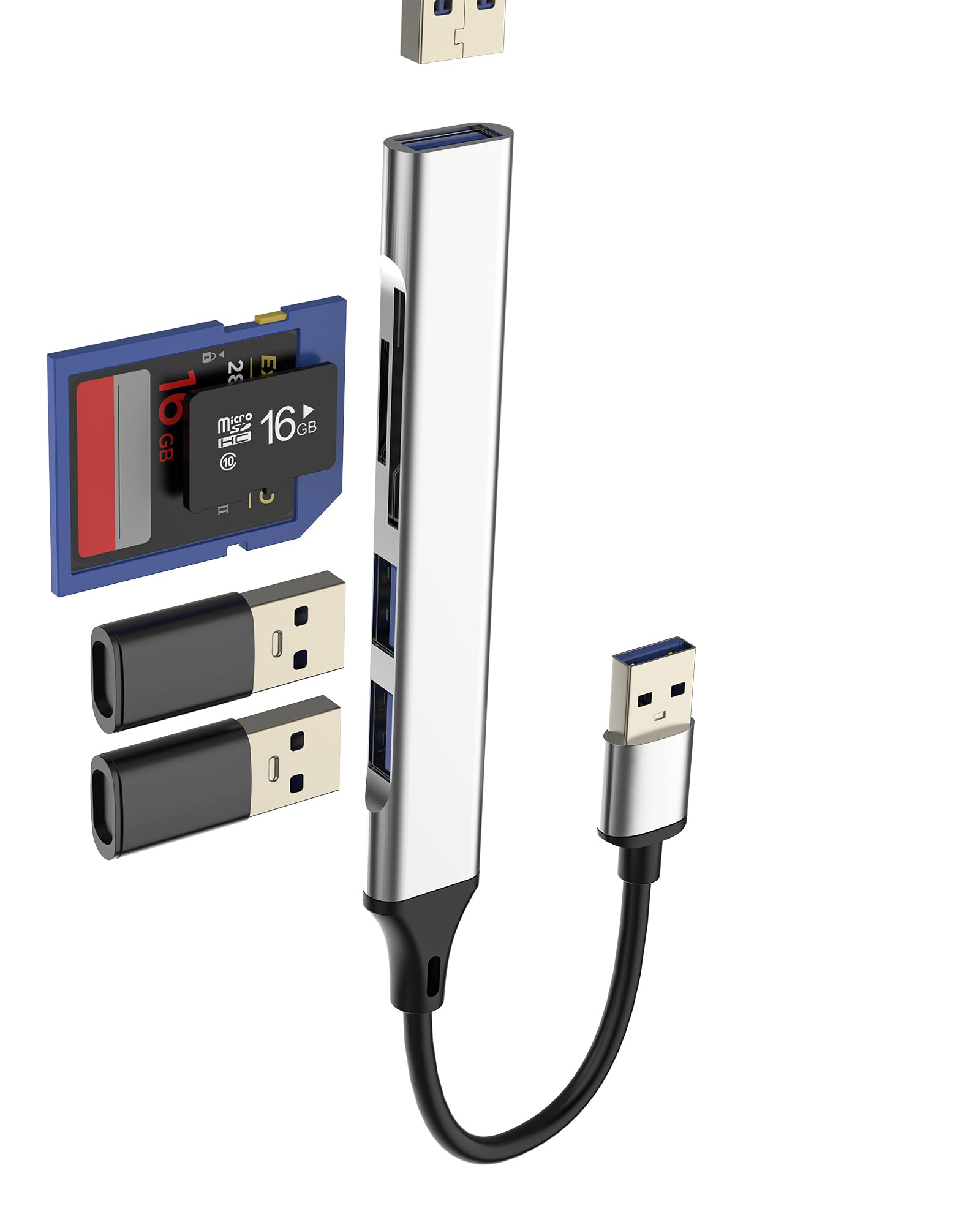 USB HUB SD Micro SD Card Reader USB OTG 3.0 Adapter (5in1)Thunderbolt Laptop PC Macbook Extension Docking Station Transfer Portable Camera TF Slot