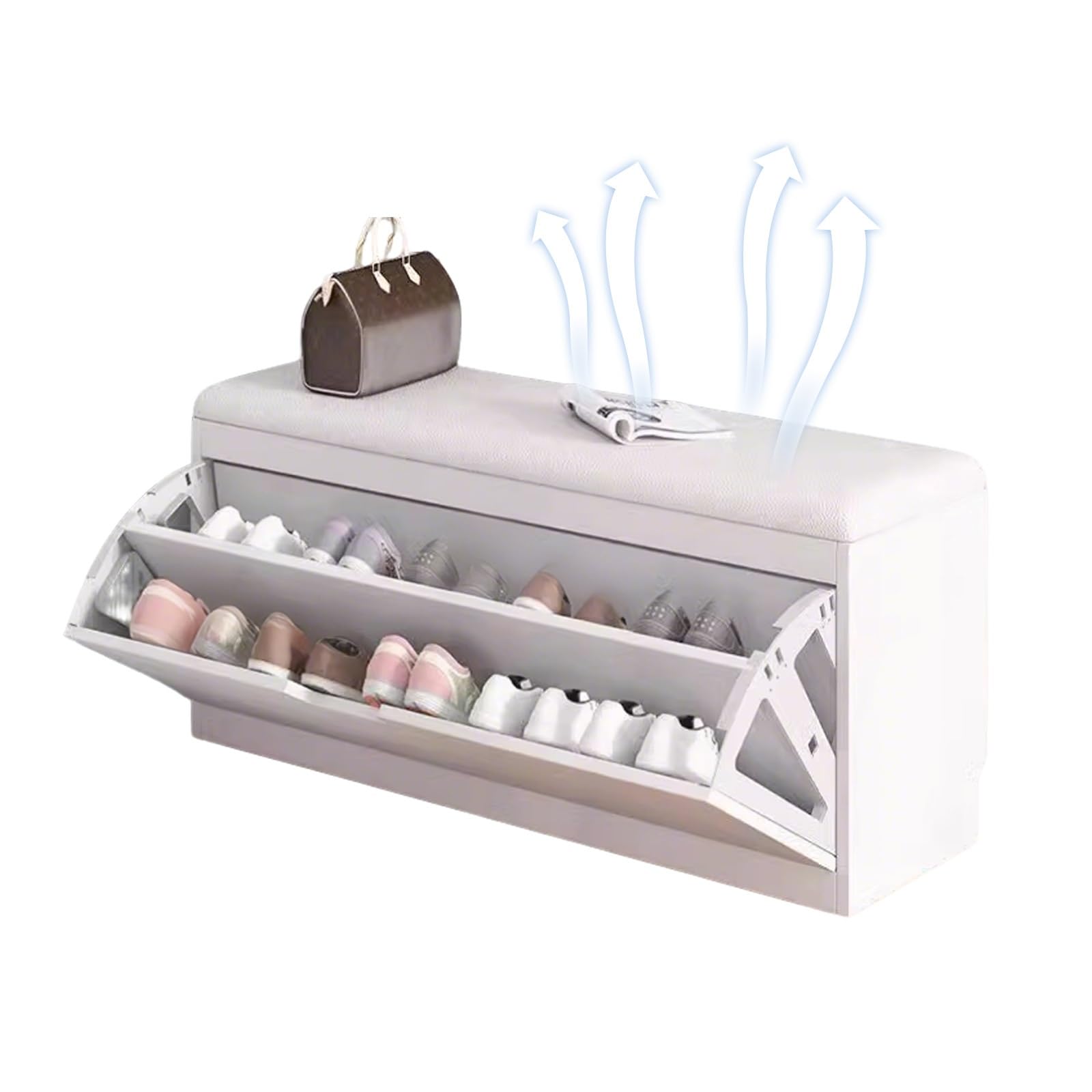 Estanteria Zapatos con Asiento 17-30cm Fondo Zapatero De Madera Zapatero Recibidor Entrada 50cm-100cm Ancho Instrucciones De Instalación Bajo Cerrado(White,39" Lx9 W/100X24cm)