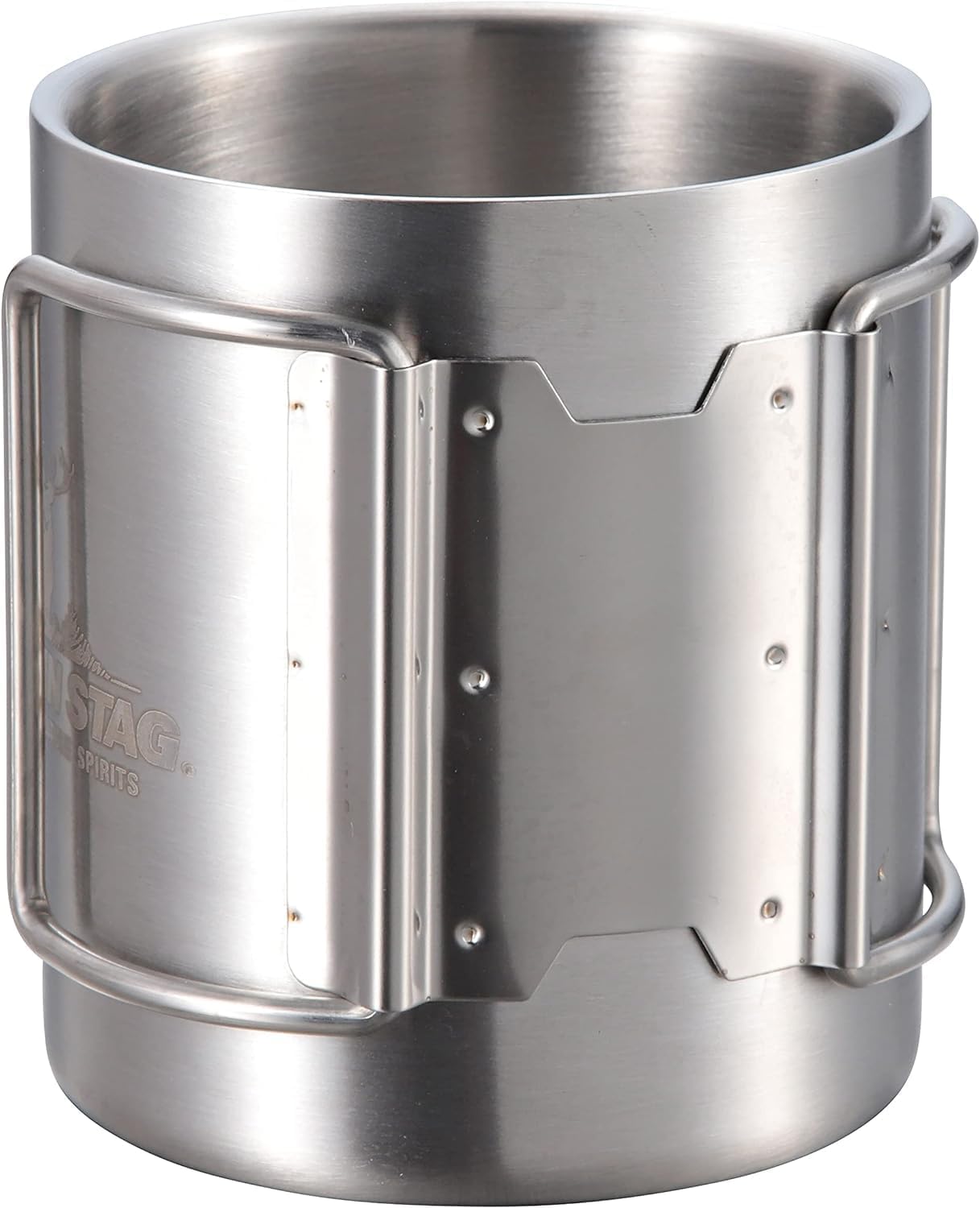 Captain Stag UH-2018 Outdoor Cup, Mug, Tumbler, 8.8 fl oz (250 ml), Double Stainless Steel, Hollow Double Layer, Folding Handle, Stainless Steel, New Freedom