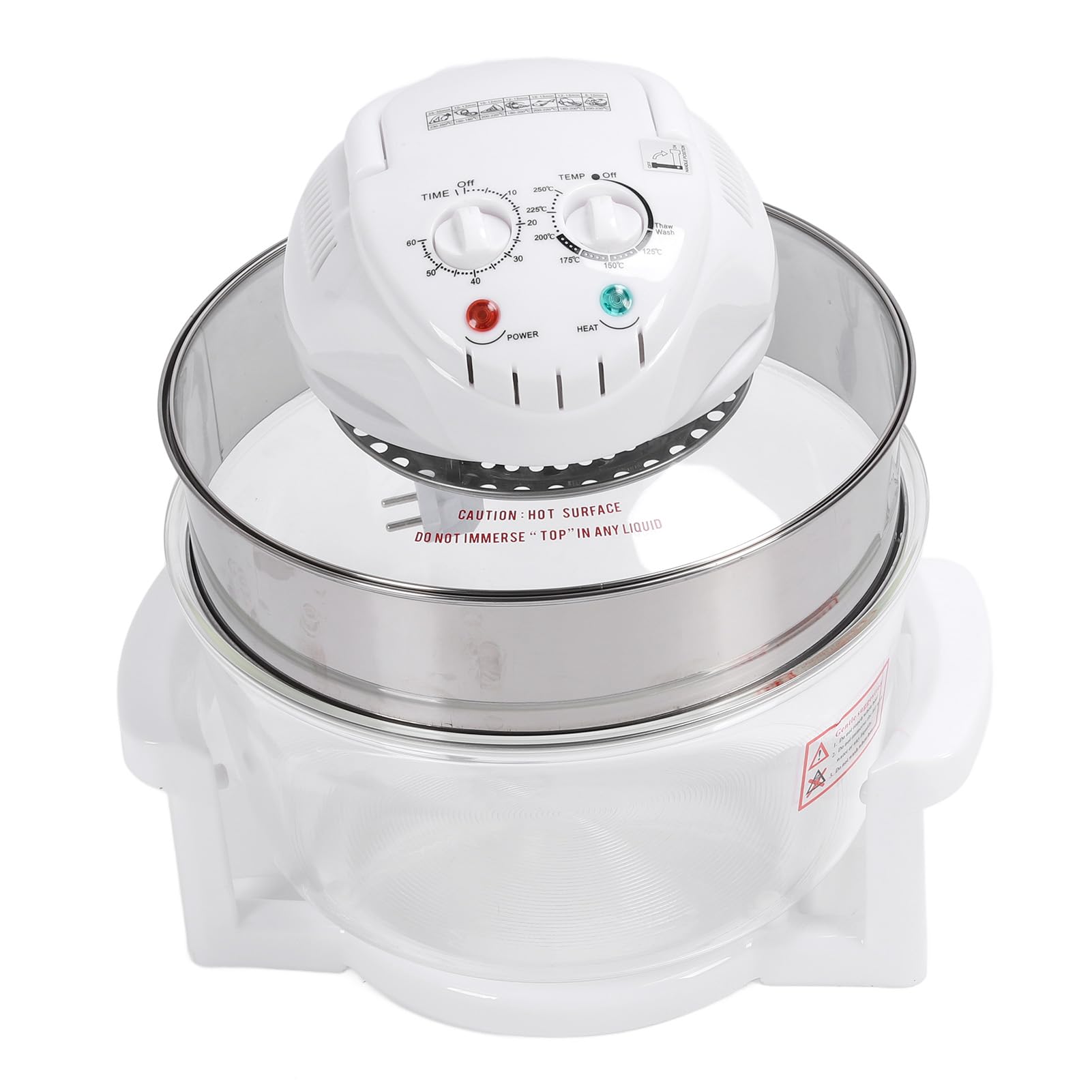 Freidora de Cristal Visible 1200-1400 W 17 L Freidora de Gran Capacidad 65-250 ℃ para Verduras (Enchufe europeo 220V)