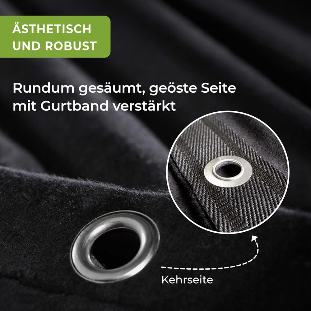 B1 Bühnenmolton konfektioniert – Molton-Vorhang Greenline, blickdichter Verdunkelungsvorhang mit 16er Ösen, ideal für Film, Foto, Theater & Event – 3 x 3 m, 320g/m2, Schwarz